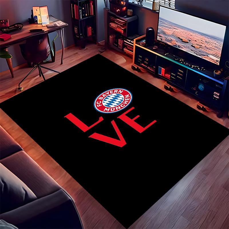 1pc FC Bayern München logo Print Area Rug - Soft,Washable Non-Slip Indoor Mat for Office Chairs,Living Room,Home Office Decorative Rug