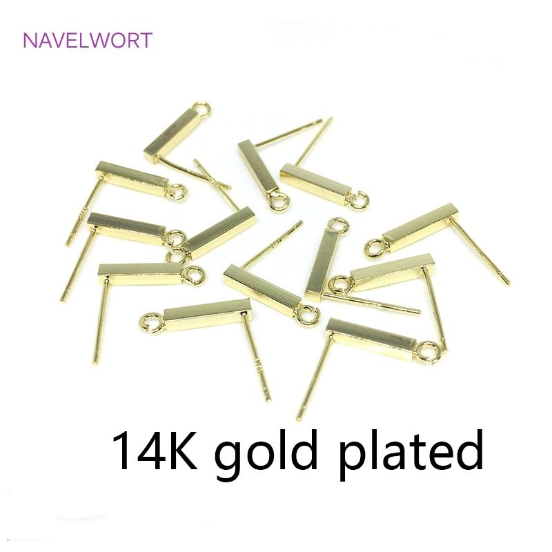 

Штифт из стерлингового серебра S925 Покрытие 14K Золотом Длинный Наконечник Прямоугольники Основа для Серьги Соединители Звенья DIY Изготовление Подвесных Серёг Фурнитура 2 pieces