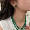 Nimon Roher Grüner Onyx Kugelperlen Ohrringe aus 925er Silber D133
