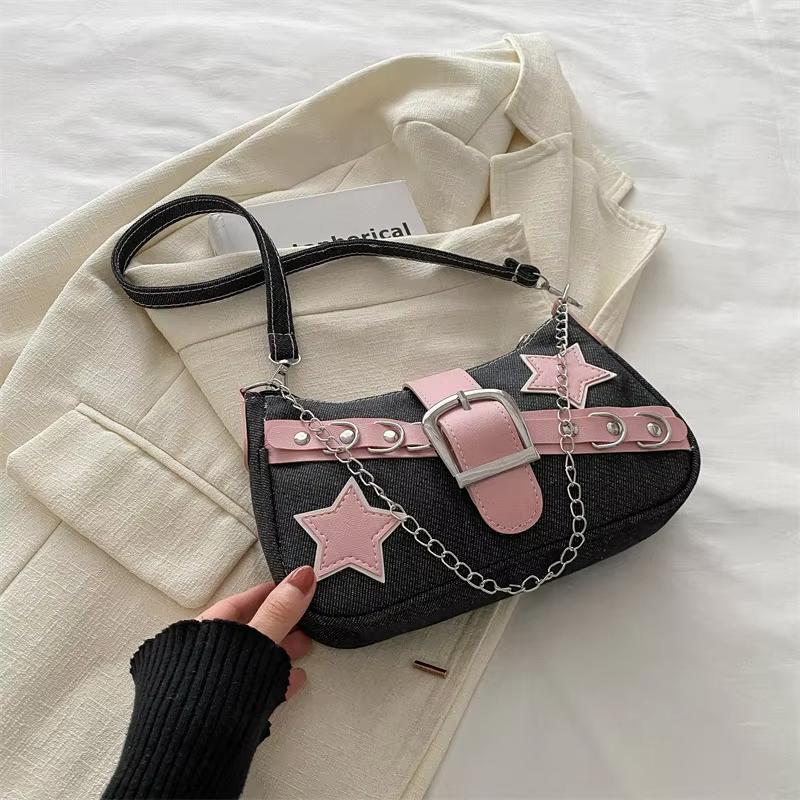 Rivet Women'S Purse Female Female Underarm Purse Chain Armpit Bag Rivet Denim Shoulder Bag For Fashi Events Women Girls