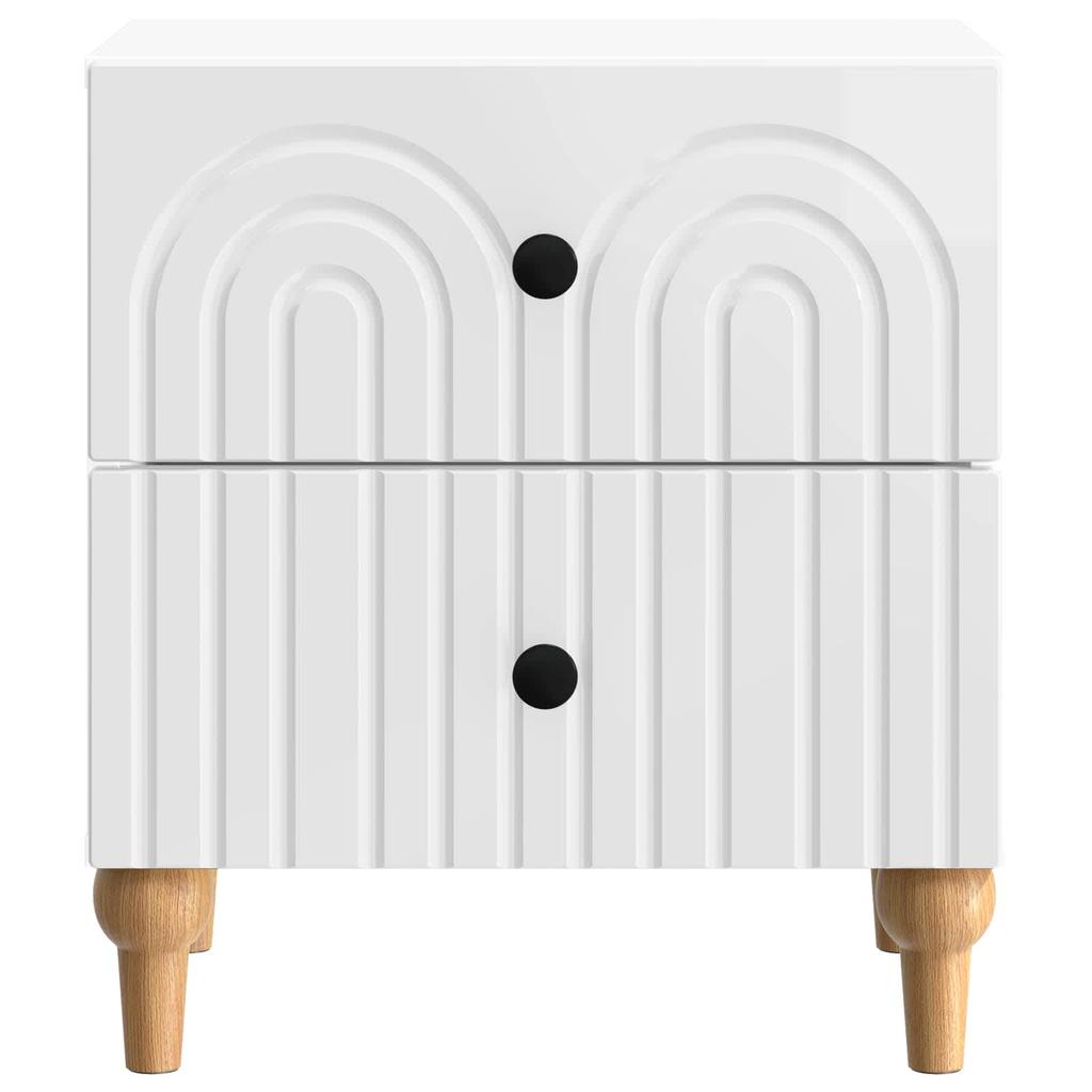 Nightstand High Gloss White 43 x 34.5 x 48 cm Particleboard