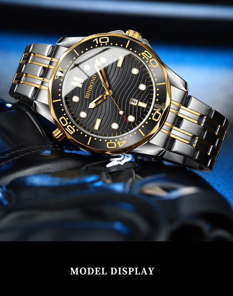 Binbond Luxury Men's Quartz Watch - Waterproof, Luminous, Rotating Dial