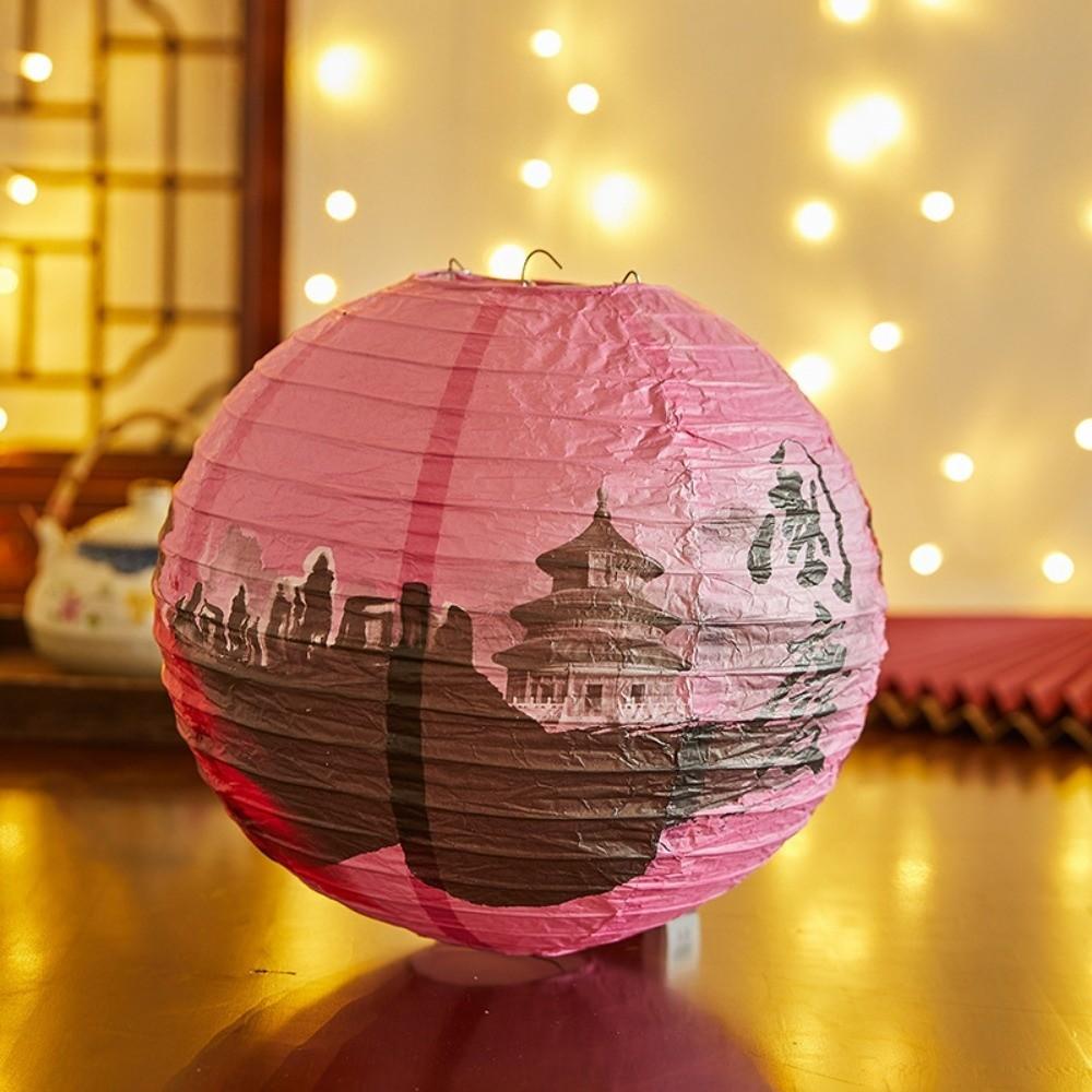 Flower Letter Printed Festival Lantern Bamboo Paper Hanging Chinese Lantern Antique Fu Character Paper Lantern Shopping Mall