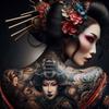 Dark Academia Art Japanese Geisha Poster Prints For Home Decor Gothic Body Tattoo Woman Portrait Canvas Painting Wall Art Gift