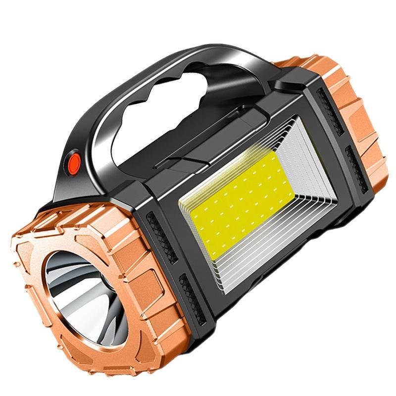 Solar Double Head Hand Light Outdoor Led Multi-functional Red And Blue Flashing Cob Side Light Emergency Flashlight Searchlight