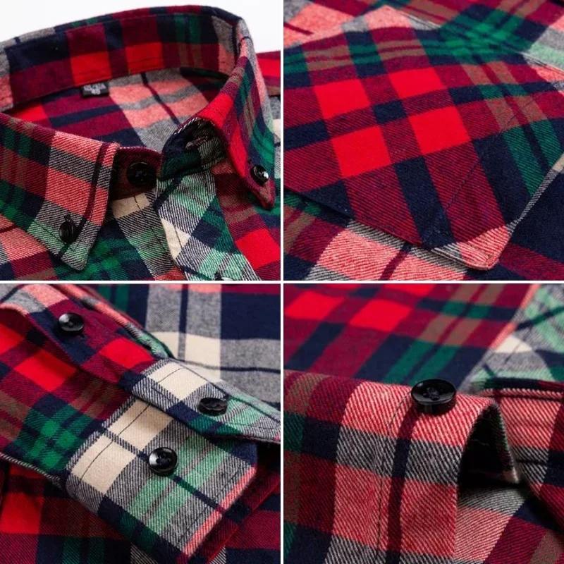 Herbst Dickes Flanellhemd Karomuster Hemden Standard-Passform Für Herren Langarm Reine Baumwolle Mode Einzelnes Aufgesetztes Taschendesign Jung