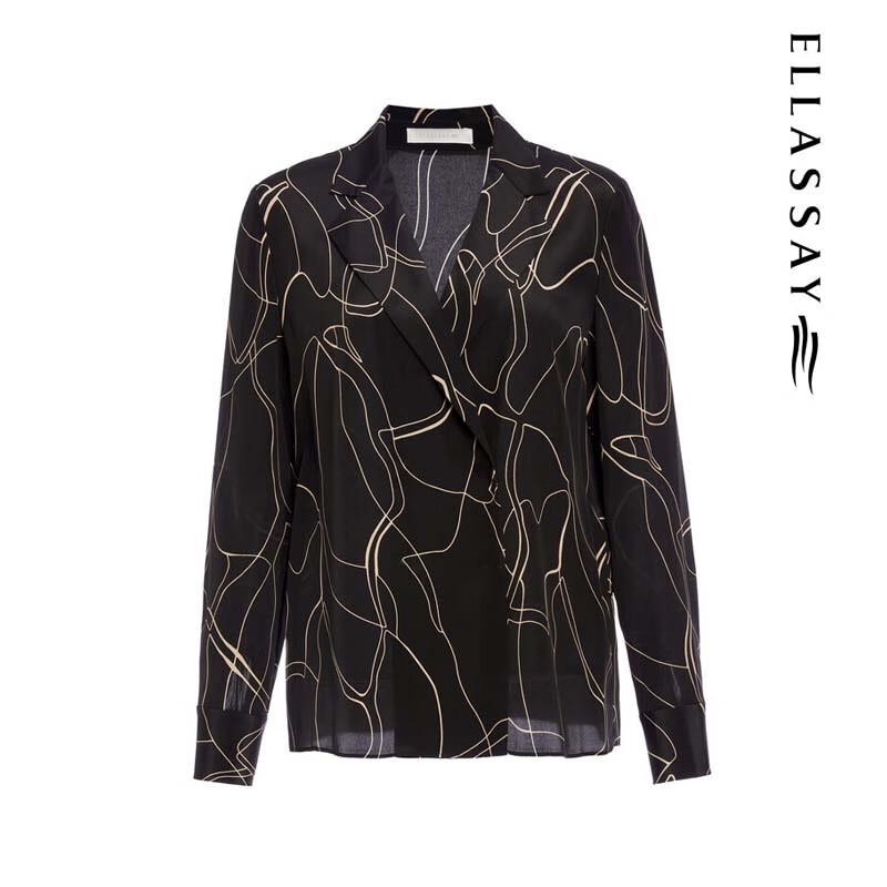 ELLASSAY Women's Elegant Silk Button-Down Shirt