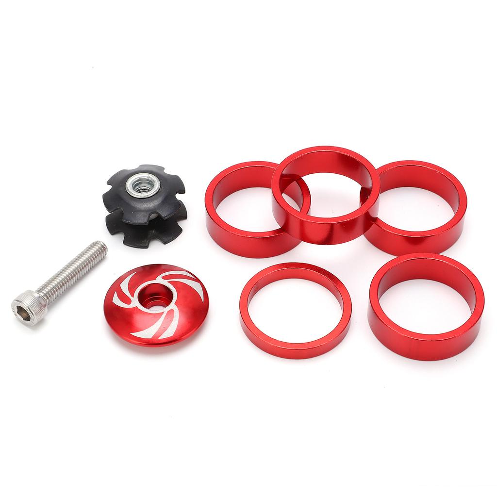 Sykkel Styrelager Gaffel Topplokk og Stjernemutter med Aluminium Skruesett for Fixed Cog 5410T SettRød