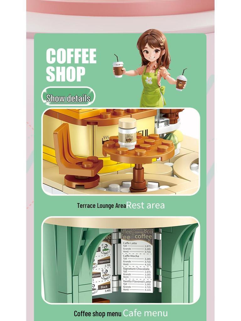 Fangcheng FC8520 Dreamy Cottage Coffee & Milk Tea Shop Building Blocks Toy Set