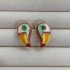 Oil-drip Design Parrot Earrings Adjustable Animal Lapel Pin Unisex Jewelry  Scarf Accessories
