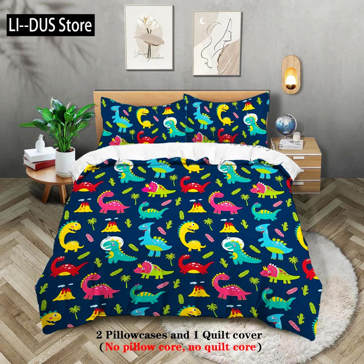 

Comforter Cartoon Dinosaur Pattern Printed Bedding Set 3Pcs Suitable For Boy S Bedroom Queen King Twin Bed1 +2 Comforter (quilt)-EU Single(135*200cm)3pcs