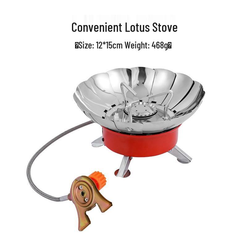Windproof Portable Lotus Camping Gas Stove - Multi-functional for BBQ & Picnics