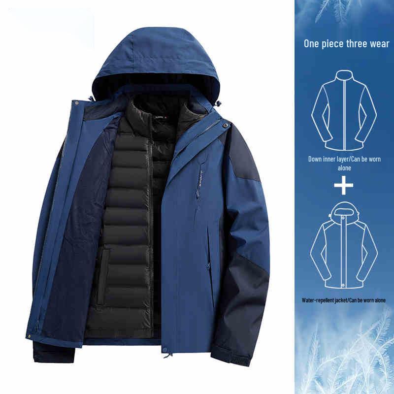 Women's Camel HJCAMEL 3-in-1 Windproof Down Jacket - Thick Winter Mountaineering Suit & Windbreaker Coat