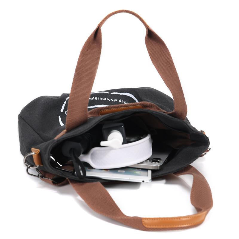 Women's Vintage Minimalist Paris Letter Print Commuter School Travel Small Crossbody Bag Handbag Tote Bag Large Capacity with Zipper Shoulder Bag