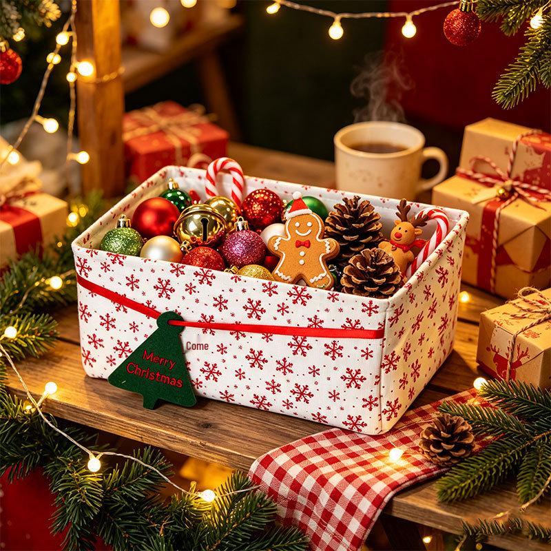 Christmas Style Foldable Storage Basket with Double Handles