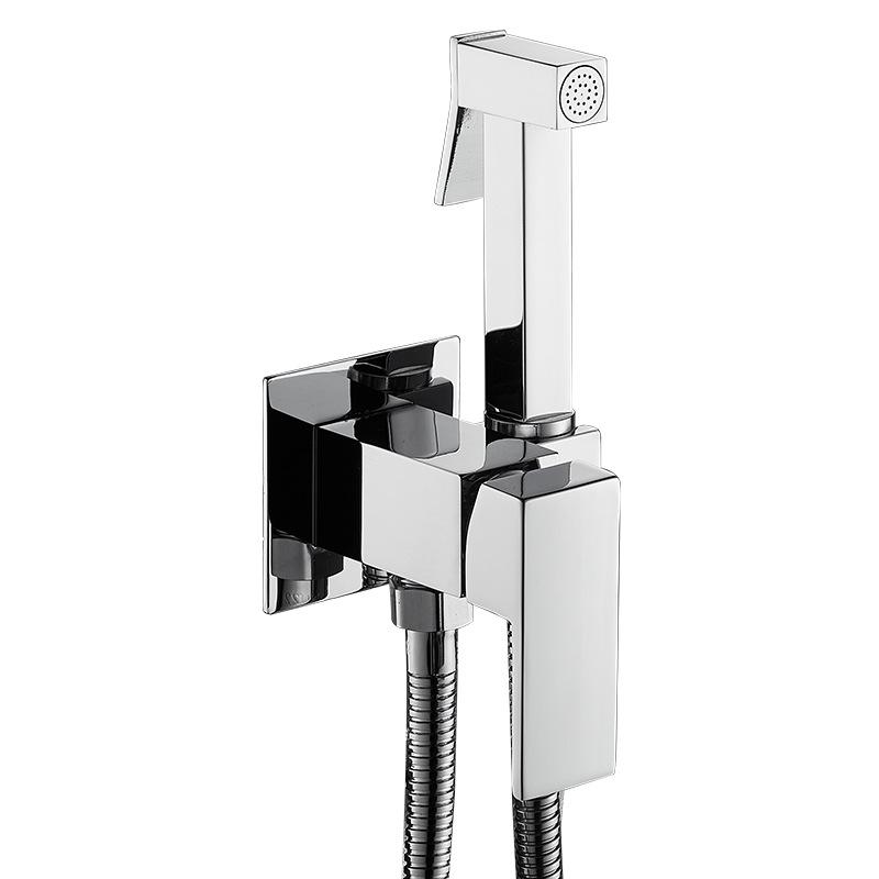 Matte Black Solid Brass (Copper Core) Handheld Bidet Sprayer - Wall-Mounted Health Faucet with Hose & Holder
