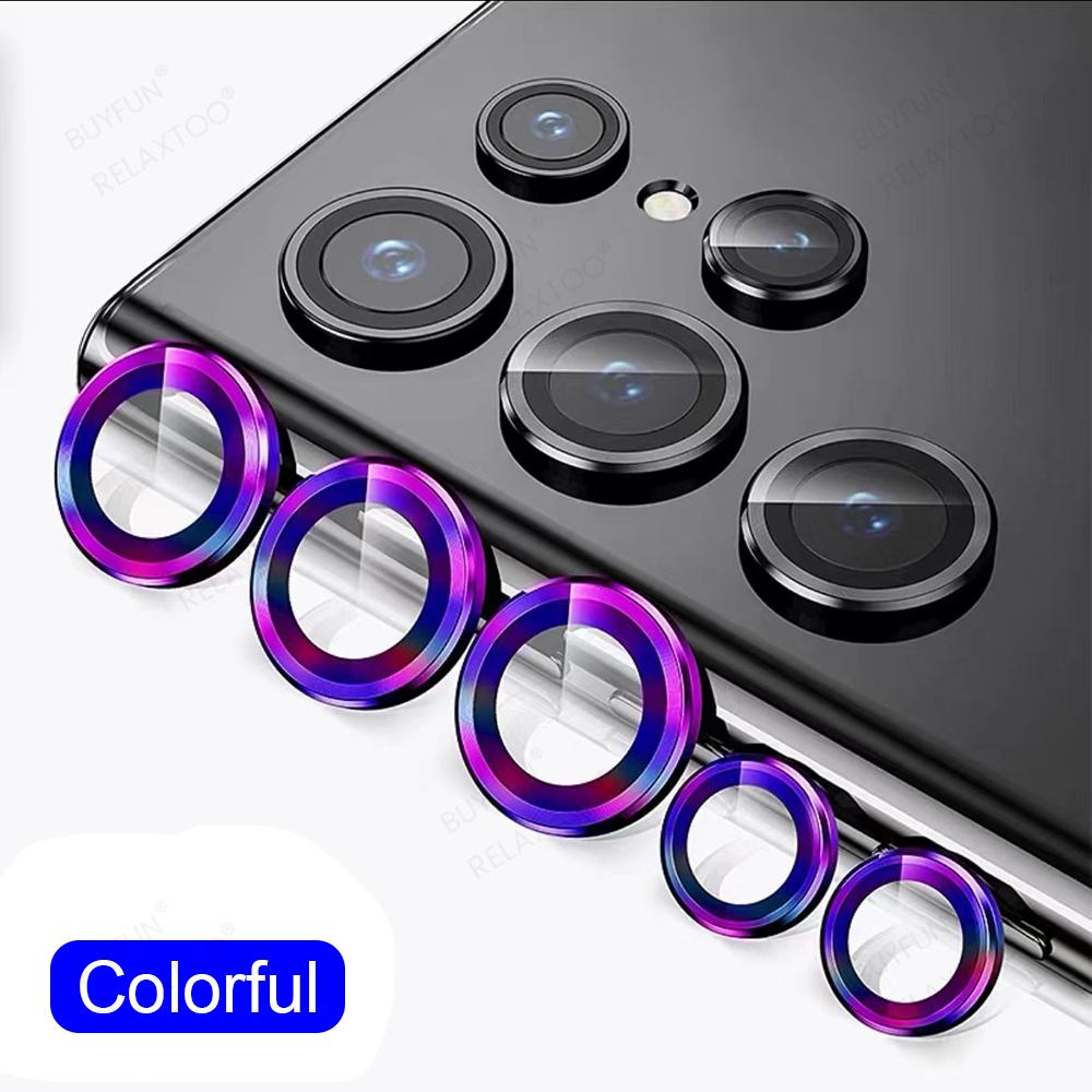 

Чехлы S 22Ultra Защитные пленки для объектива задней камеры Металлическое кольцо Закаленное стекло для Samsung Galaxy S22 Ultra 5G Крышка задней линзы S 22 Ultra S22 Ultra