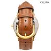 Clefer Serdica Analog Vit PU-läder Japansk Brun Klocka, Urtavla, Armband, Urverk, SD-AM335-WTS, Herr,