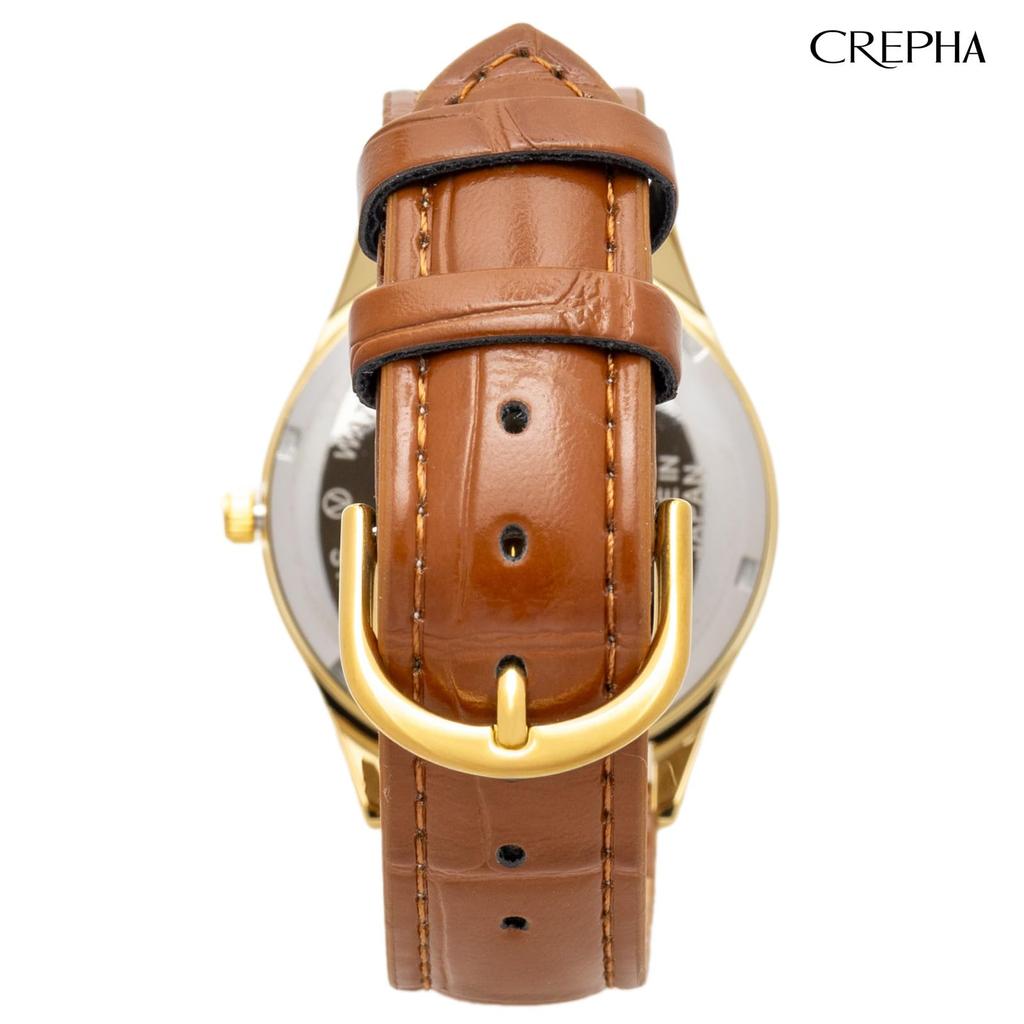 Clefer Serdica Analog Vit PU-läder Japansk Brun Klocka, Urtavla, Armband, Urverk, SD-AM335-WTS, Herr,