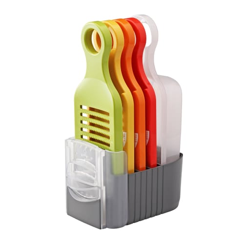 Aikogyo Vegetable Cooking Set with Grater, Slicer, Shredder, Protector, Container, and Stand