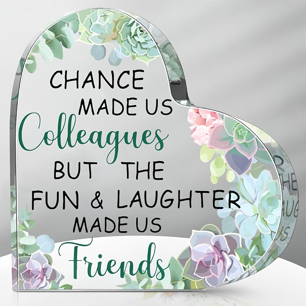

Coworker Gifts - Heart-Shaped Succulent Plant Desk Plaque with Chance Made Us Colleagues Quote, Mint Green & Pastel Pink Office Decor, Nurseries, Ho 10*10cm