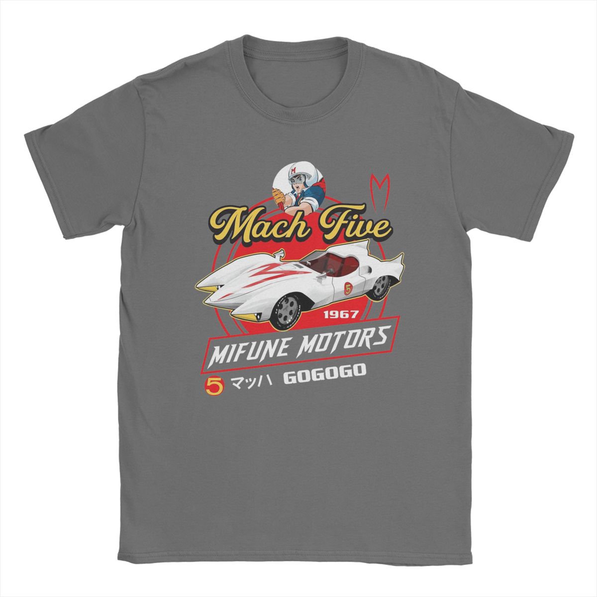 Cool Mach Five Mifune Motors Speed Racer TShirt Unisex Round Collar Cotton T Shirts Short Sleeve Tees Gift Idea Tops S
