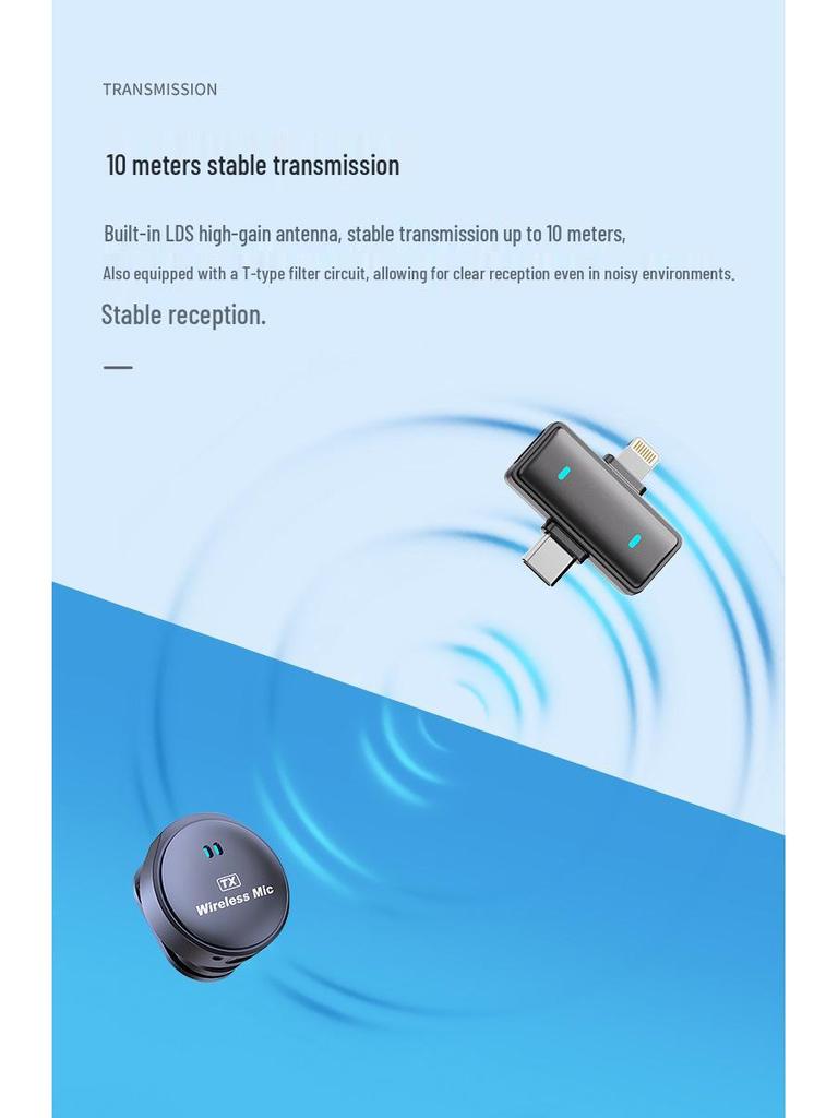 Q9 Wireless Lavalier Button Mic - Noise Cancelling Microphone for Phone Outdoor Live Streaming & Video Recording