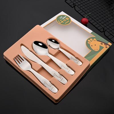 Dinnerware 304 Stainless Steel Portable Dishes Teaspoon Spoon Fork Knife Utensils Learning Eating Children Tableware