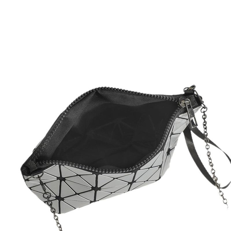 The Same Style of Japanese Geometric Splicing Diamond Folding Women's Bag New Style  One Shoulder Oblique Cross Chain Small Square Bag Handbag