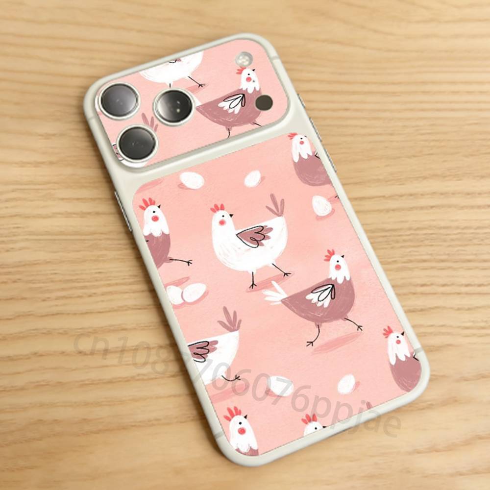 

Cute Chicken Flower Pattern For iPhone 17 Pro /Max Battry Back Cover with Camera Decal Skin Rear Protective Sticker Film iPhone17promax