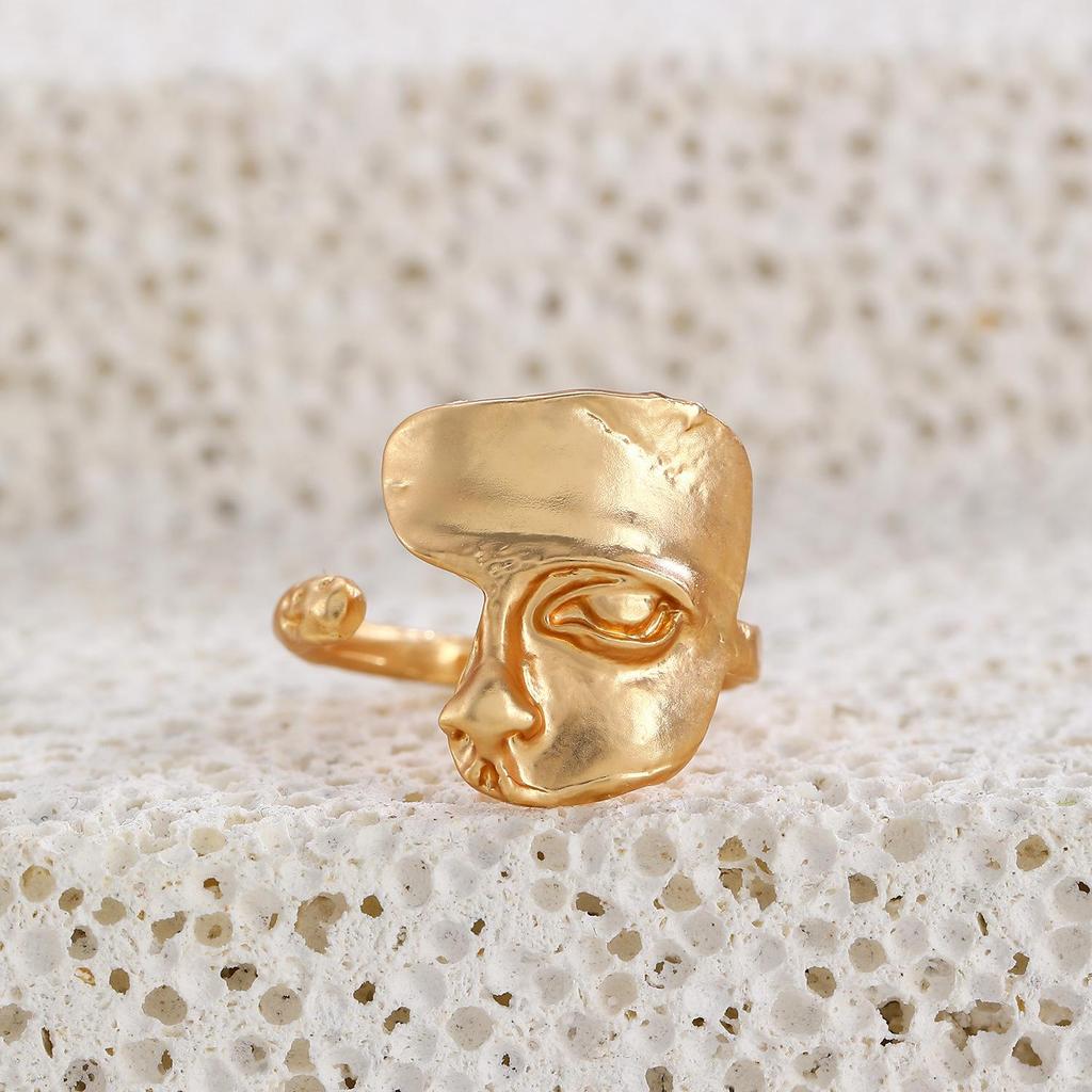 Fashion Retro Exaggerated Cold Style Venus Sculpture Half Face Open Ring