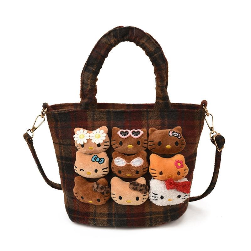 Cartoon Hello Kitty Nylon Bag With Zipper Closure For Casual Daily Use красный