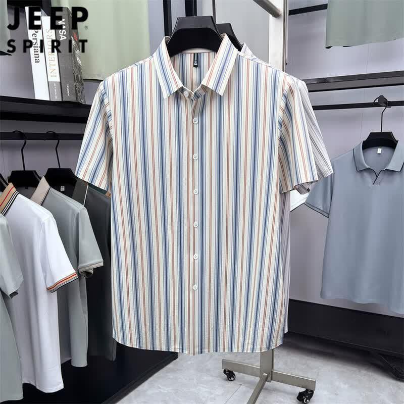 

JEEP SPIRIT Men s Casual Striped Short-Sleeve Shirt 175