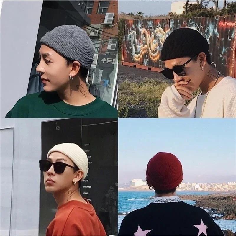 Autumn and Winter Fashion Adult Men Warm Casual Short Thread Hip Hop Hat Wool Knitted Skull Cap Elastic Hats Accessories Gifts