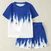 Directional Opening, Hot Sale, Boys' Letter Graffiti Printed Short-Sleeved Shorts Two-Piece Suit, Casual Sports Style