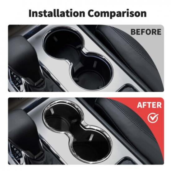 Fit for Jeep Grand Cherokee 2011- Front Cup Holder Frame Cover Trim (Chrome)