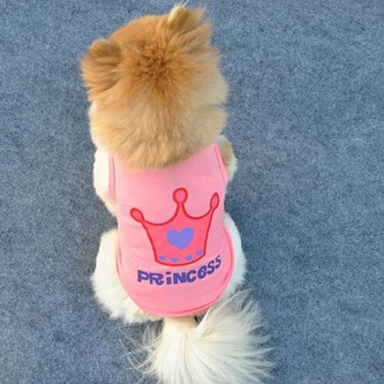 T-shirt Gilet Estivo con Lettera e Corona da Principessa per Cane Gatto Cucciolo Costumi