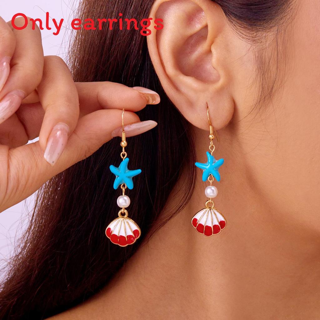 Oceanthemed Shell Ear Studs For Women Summer Fashion Jewelry With Electroplating