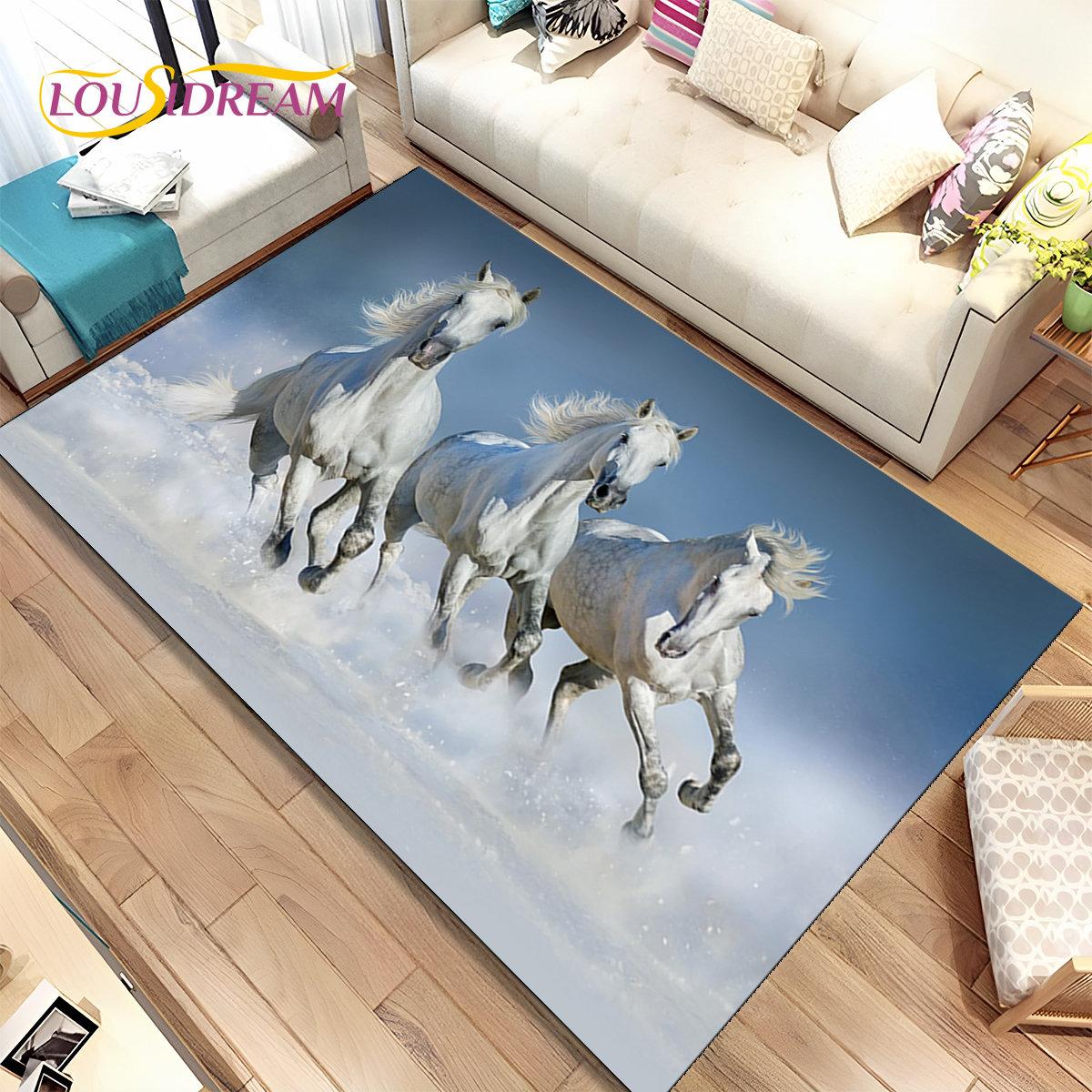 

3D животных Pentium Fine Horse Коврик большой, ковер для гостиной, спальни, дивана, коврик для украшения, детский нескользящий напольный коврик 40x60cm(15x23in)