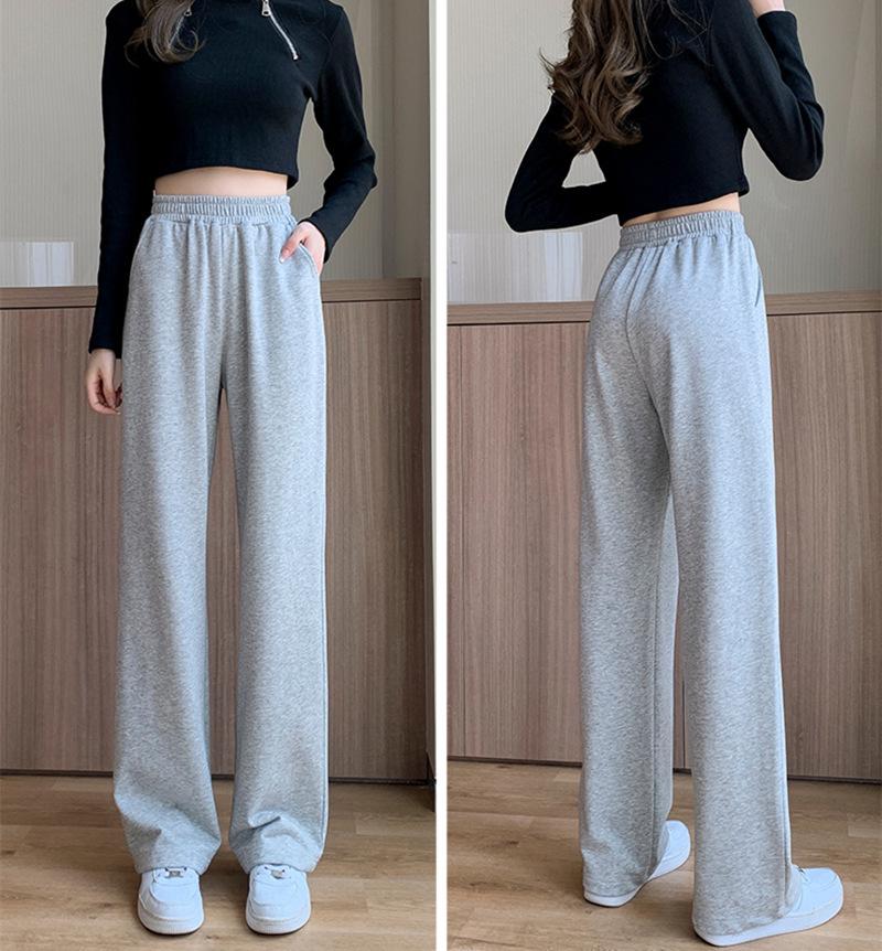 Women's High-Waist Wide-Leg Sweatpants - Spring/Autumn Loose Straight-Leg Fit, Slimming for Thick Legs, Versatile Casual Wear