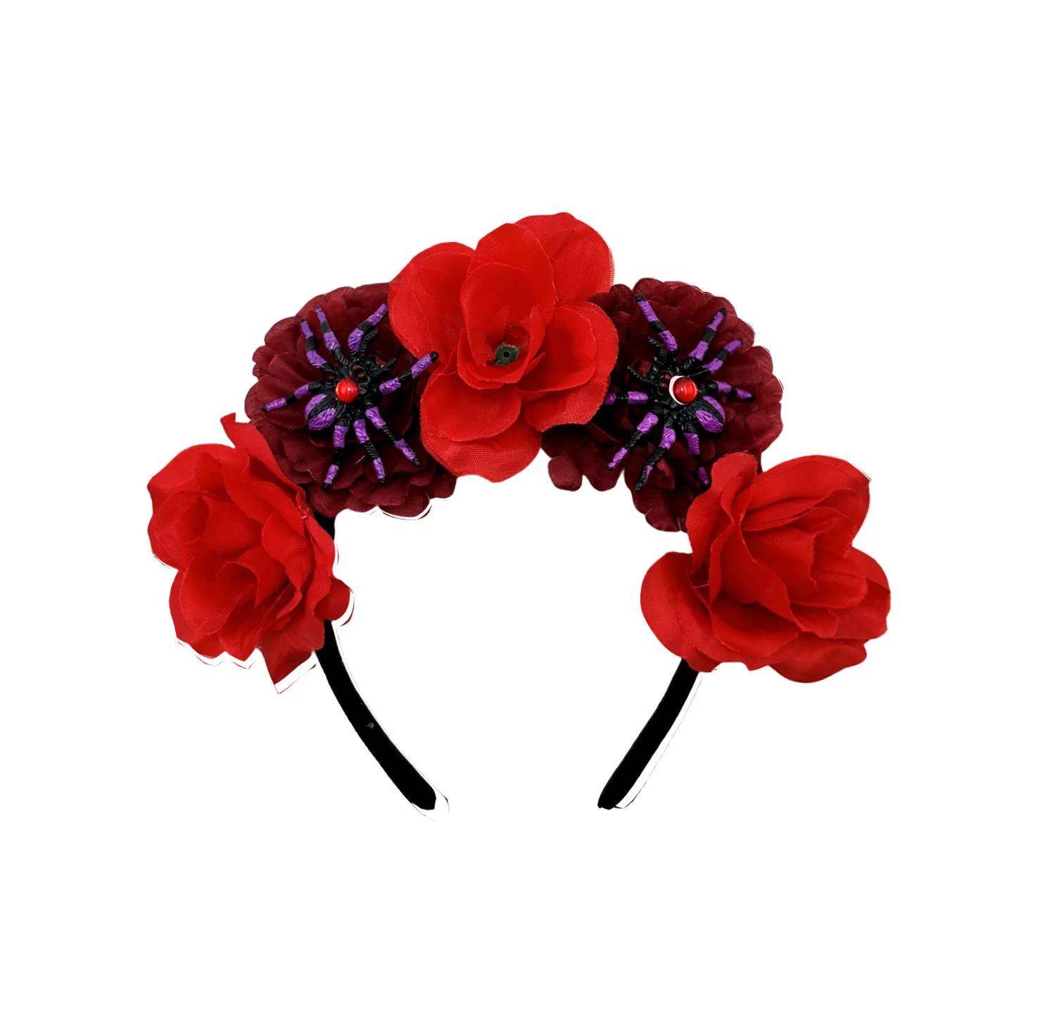 Halloween Party Headband Ghost Bride Costume Simulation Flower Spider Personalized Headwear