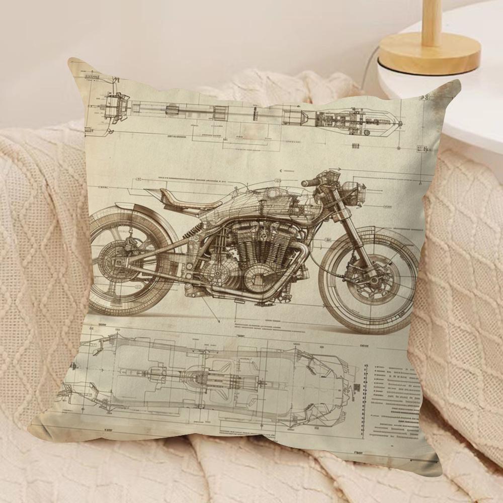 Retro Sketch Cushion Cover Silky Short Plush DoubleSided Printed Pillow Case for Sofa All Seasons Home Decor Gift
