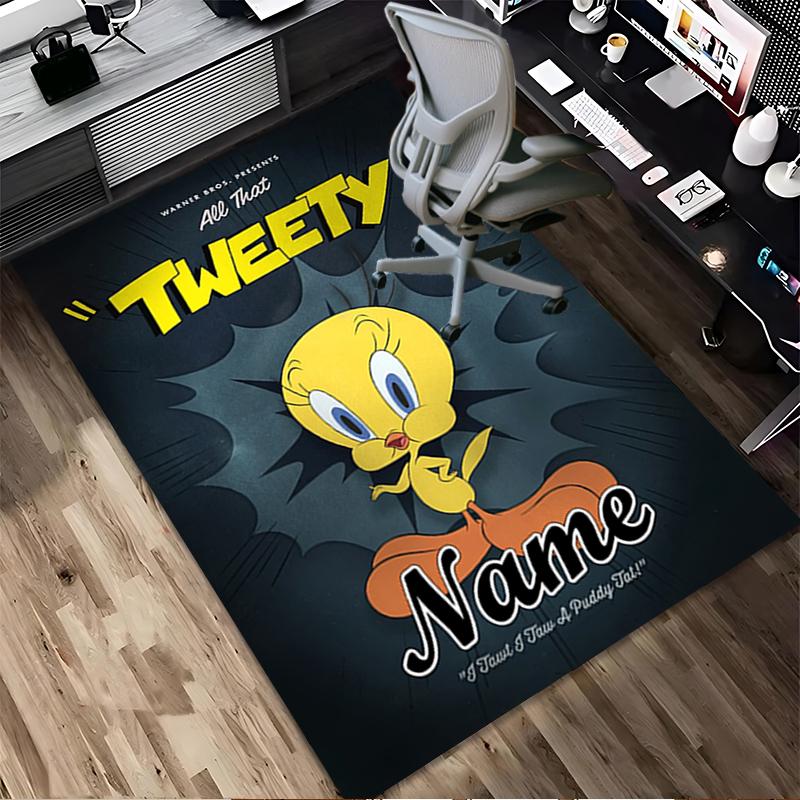 Custom Name Tweety Bird Living Room Non-Slip Area Rug Soft Carpet for Bedroom Kids Playroom Sofa Office Home Decor Doormat