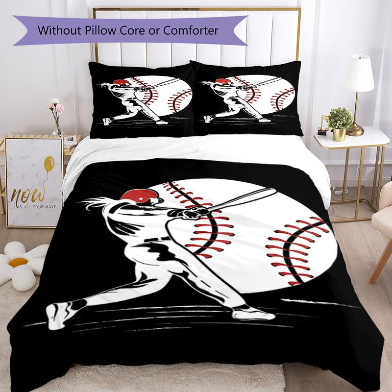 3pcs Baseball Bedding Set Duvet Cover Closure Includes 1 Duvet Cover & 2 Pillowcases, Soft and Comfortable for All Seasons.