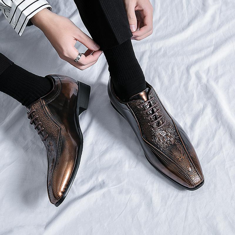 New Business Men's Shoes Oxfords Square Toe Lace-up Spring Autumn Brown Black Mens Dress Shoes Zapatos De Vestir Hombre
