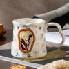 Light Luxury Ceramic Coffee Mug Floral Decoration Breakfast Cup Exquisite Milk Cup  Home Office Use