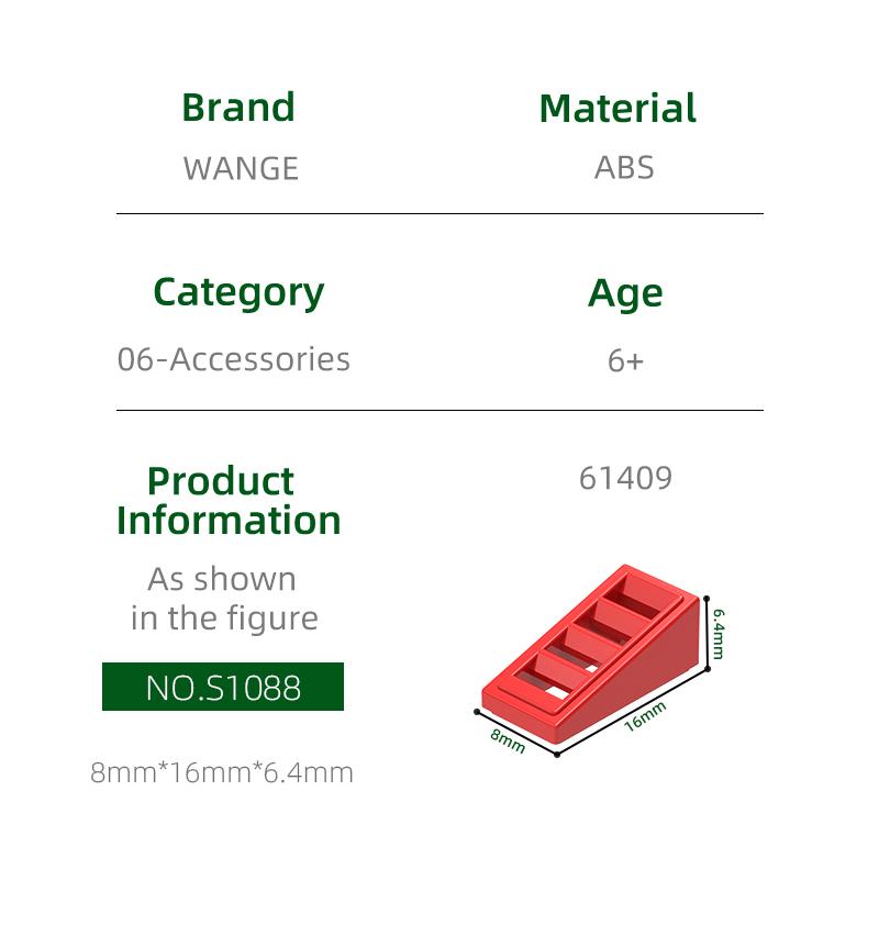 Non-Toxic 331Pcs/Lot 61409 Slope 18 2X1X2/3 With 4 Slots Block Moc Color Accessories Compatible With Brick Diy Children Toy Assembly