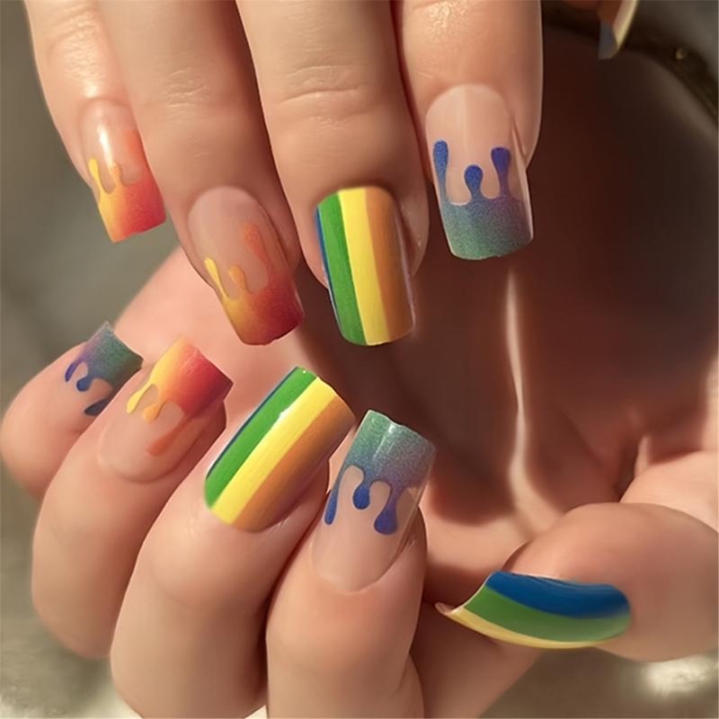 

24 Pieces Multicolor Glossy Artificial Nail Easy To Apply And Remove Stick on Nail For Parties Weddings And Daily Wear 1
