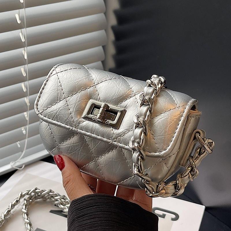 Chic Silver Mini Bag For Women Stylish High-end Summer Shoulder Crossbody Purse