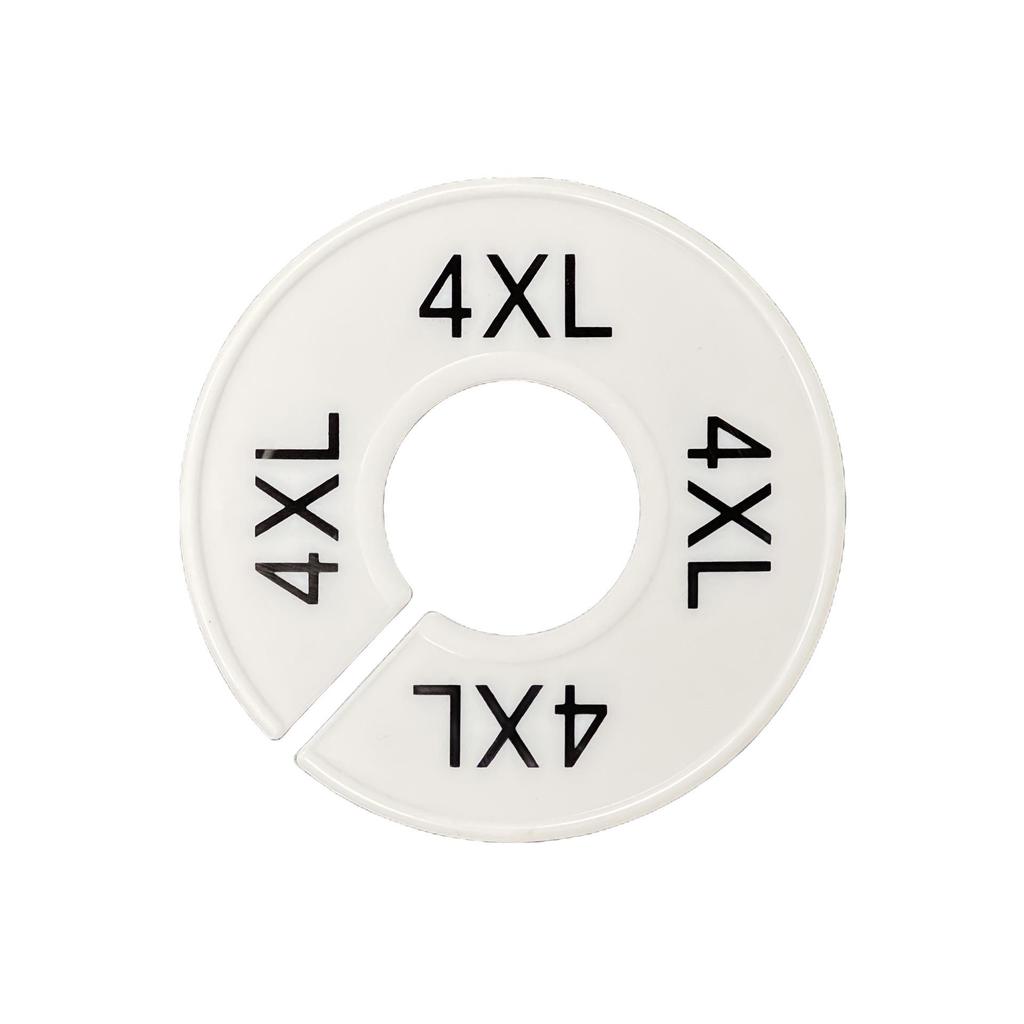 White Double-Sided Round Plastic Clothing Size Dividers with Printed Design for Closet Organization